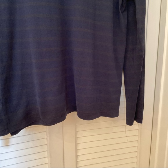 Theory Navy Olive Striped Long Sleeve Tee, Size M - Picture 8 of 11